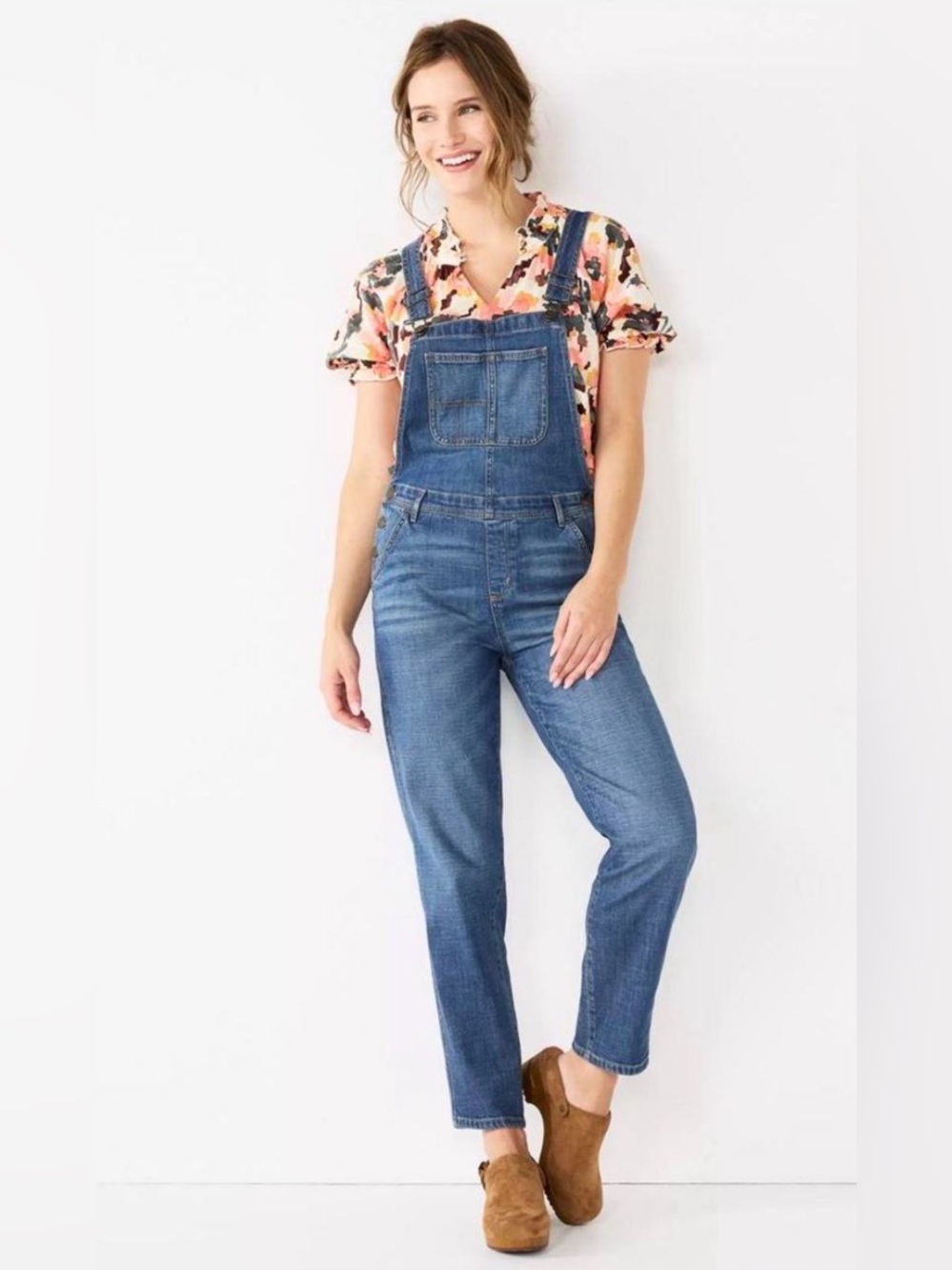Sonoma Women's Blue Denim Overalls with Front Bib